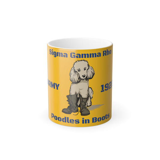 Poodles in Boots (Gold) Color Morphing Mug, 11oz