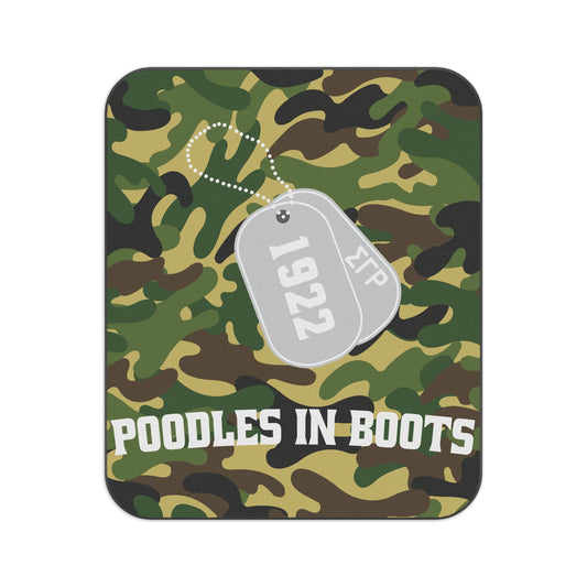 Camo Poodle in Boots Picnic Blanket