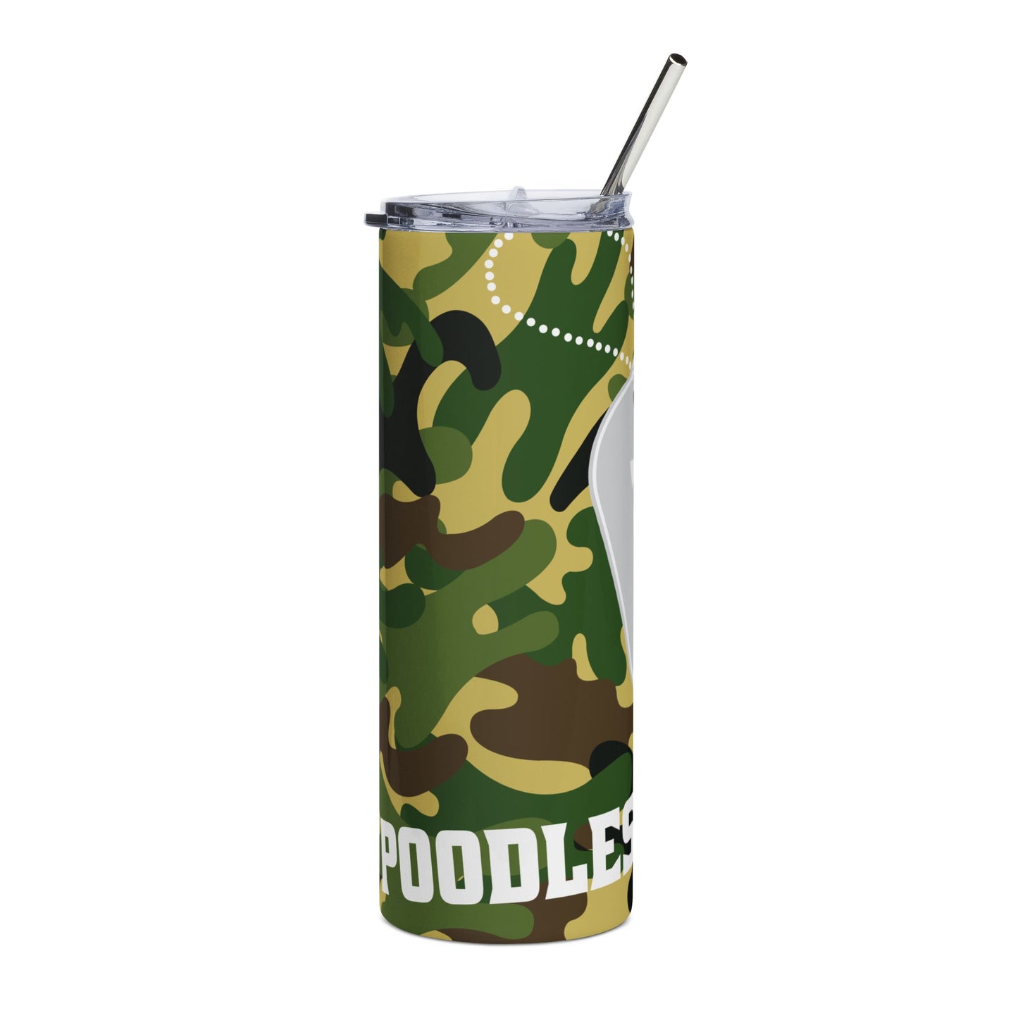 20oz Camo Dog Tag Tumbler — Personalized Military-Inspired Stainless Steel Travel Cup