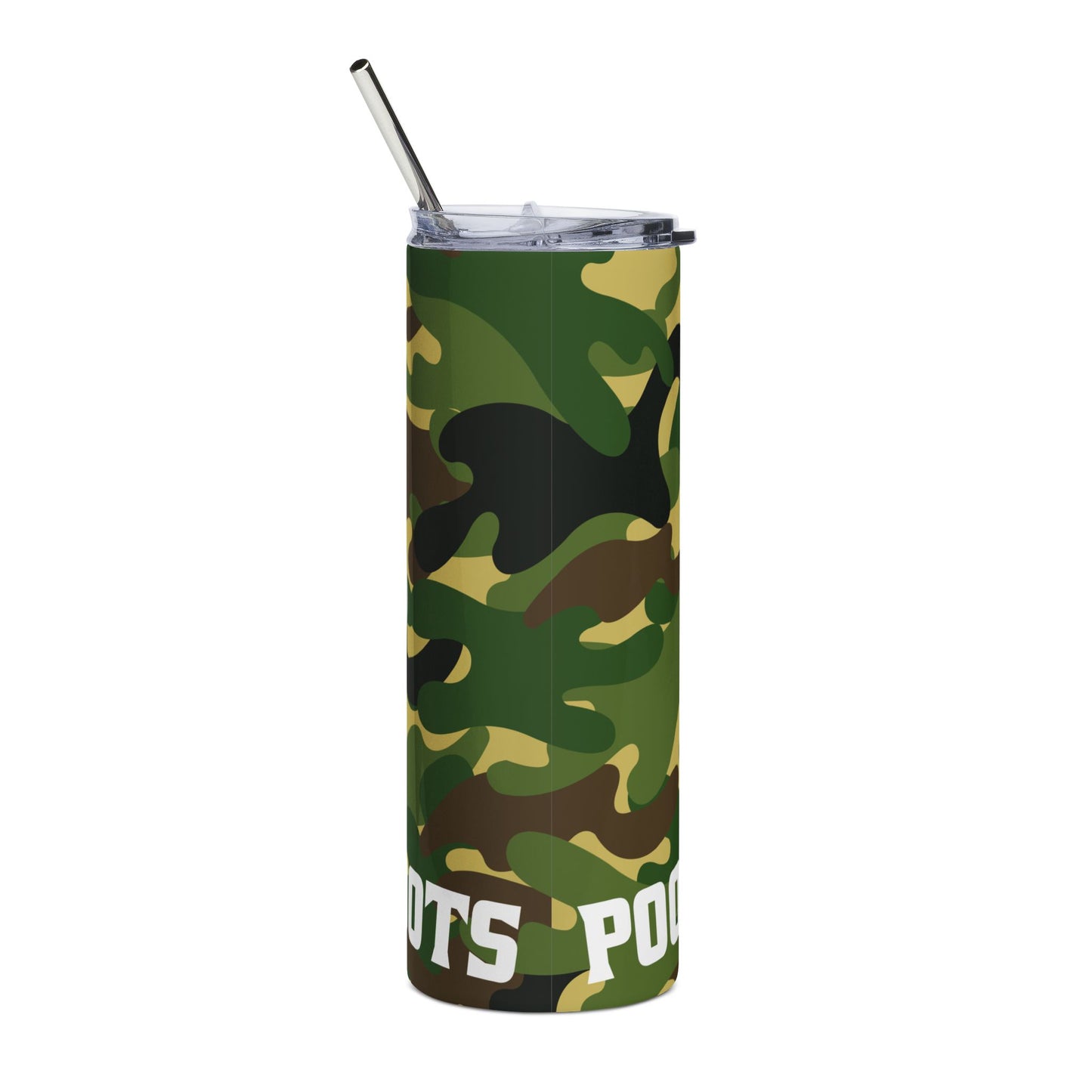 20oz Camo Dog Tag Tumbler — Personalized Military-Inspired Stainless Steel Travel Cup
