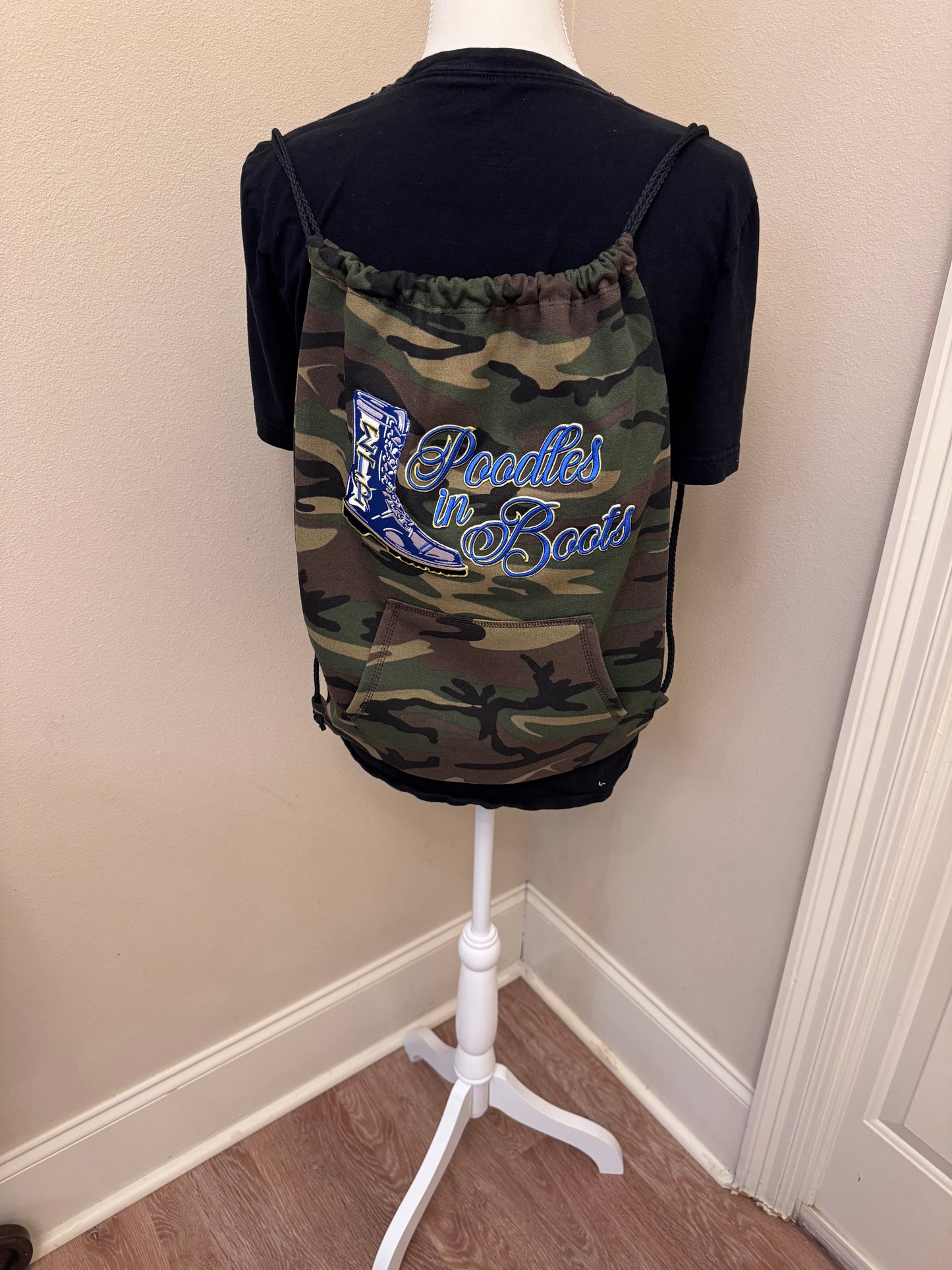 Poodle in Boots Camoflage Sling Bag