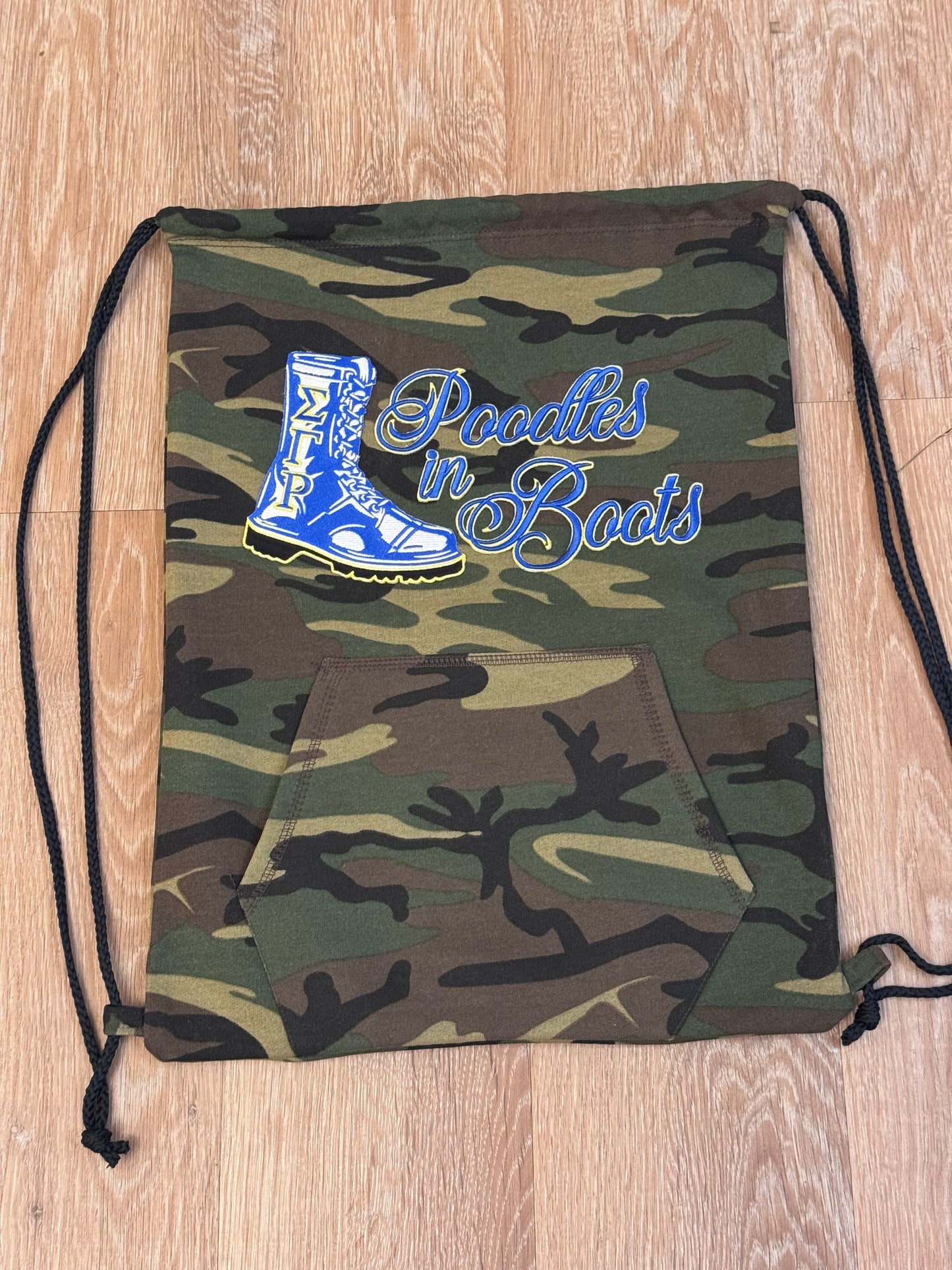 Poodle in Boots Camoflage Sling Bag